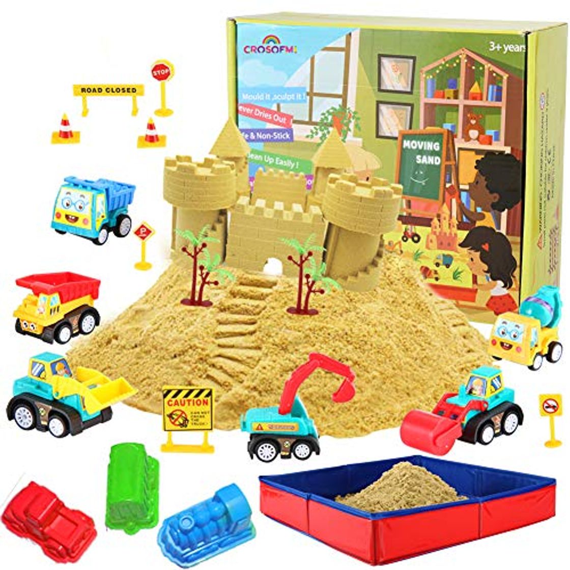 Products CROSOFMI Arena Magica Niños Playa Juegos Coche de Juguete Caja de Arena Plegable Adecuado para Niños Mayores de 3 Años