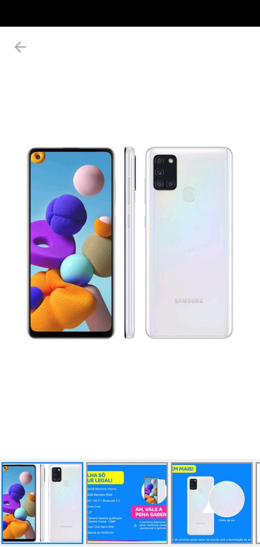 Fashion Smartphone Samsung Galaxy A21s 64GB Branco 4G - 4GB RAM 6 ...