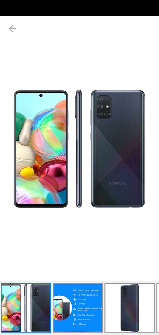 Moda Smartphone Samsung Galaxy A71 128GB Preto 6GB RAM - Tela 6 ...