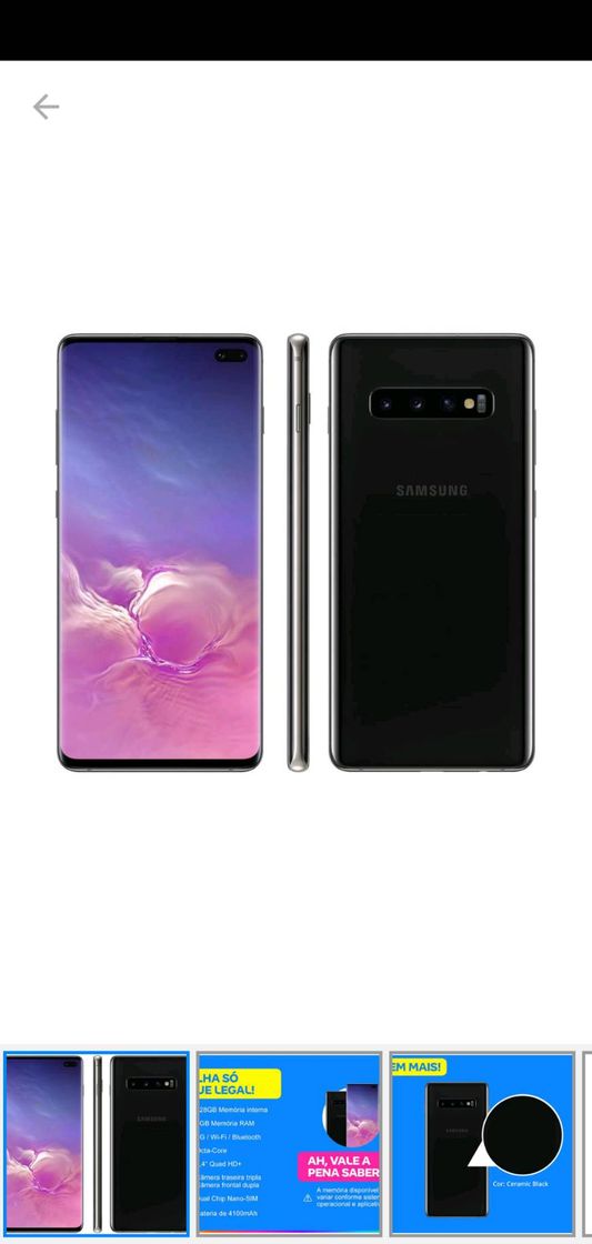 Moda Smartphone Samsung Galaxy S10+ 128GB Ceramic Black - Octa ...