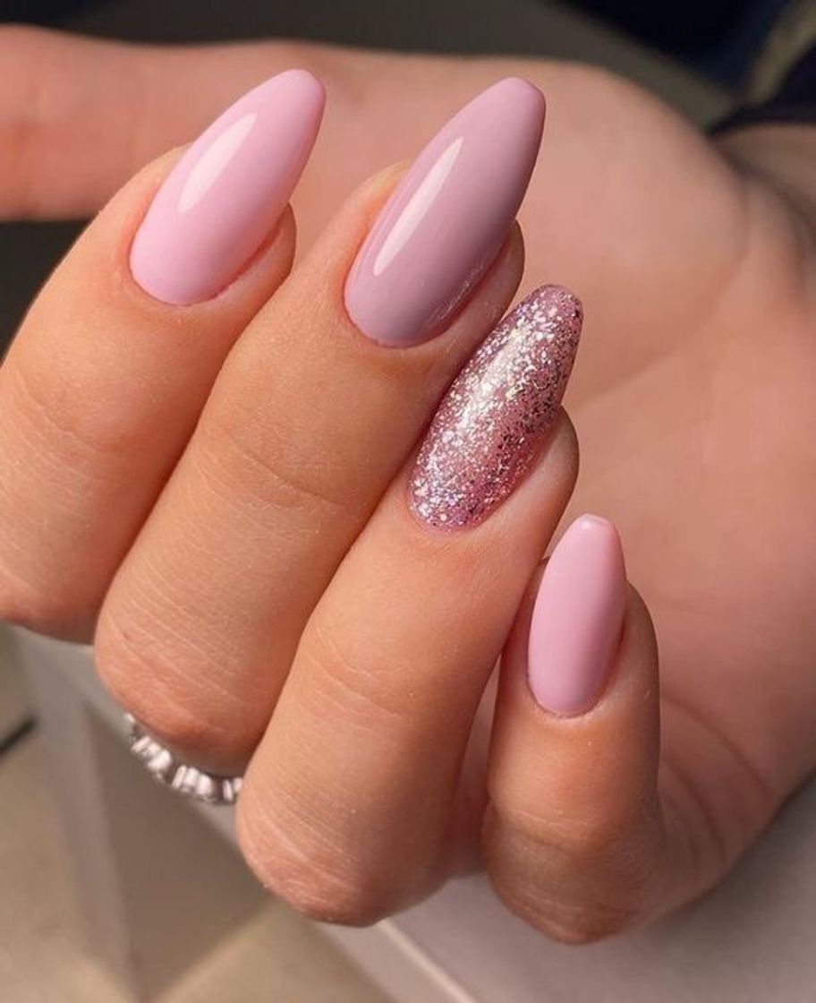 Social Unha rosa com glitter 