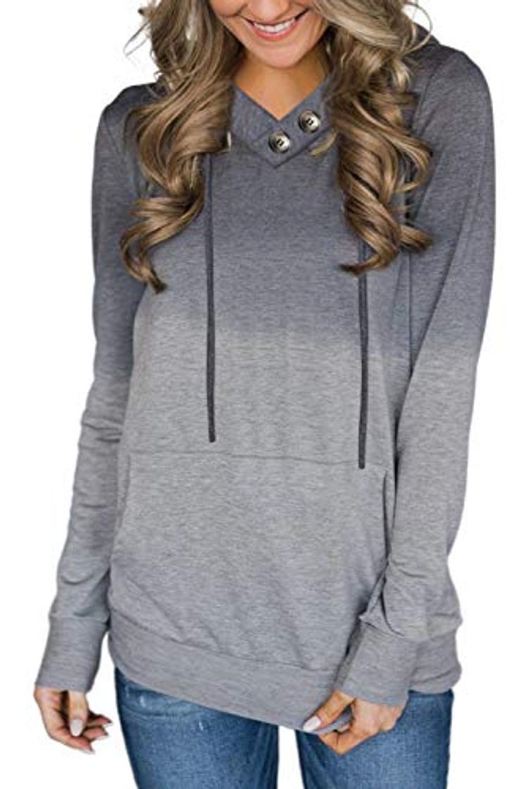 Ancapelion - Sudadera con capucha para mujer Color gris