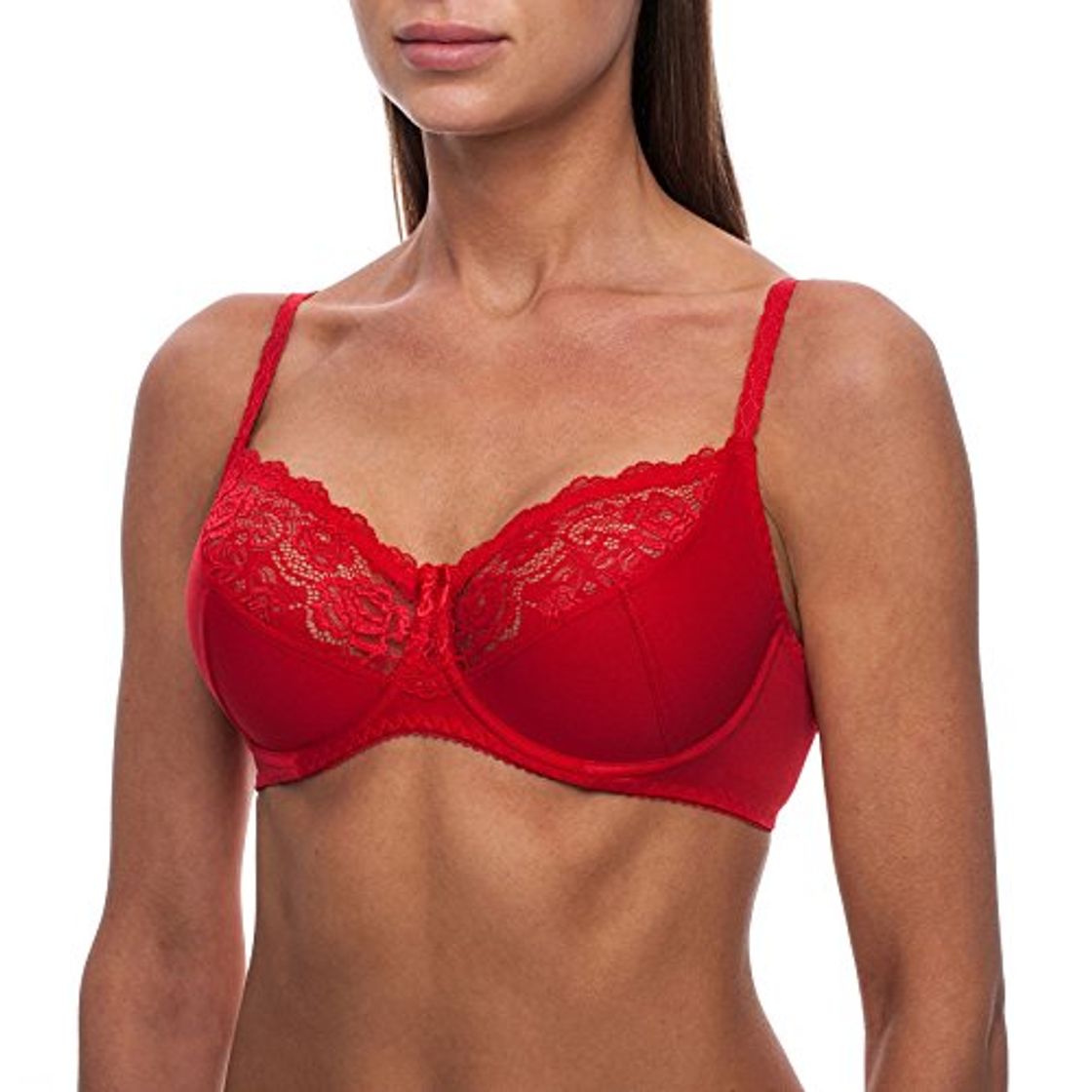 Moda frugue Sujetador Reductor con Aros Talla Grande Mujer Rojo FR 95C