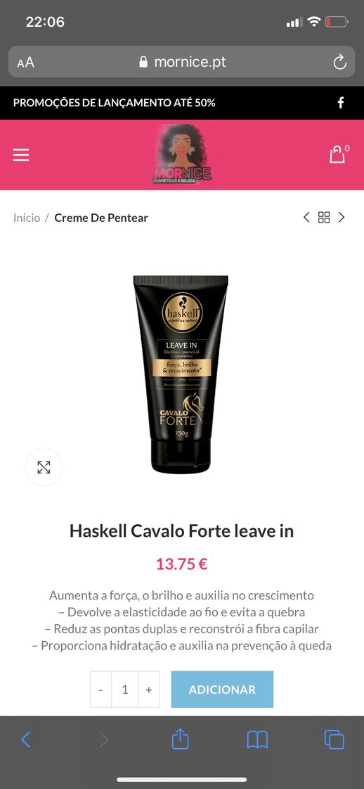 Producto Cavalo Forte leave in 150g