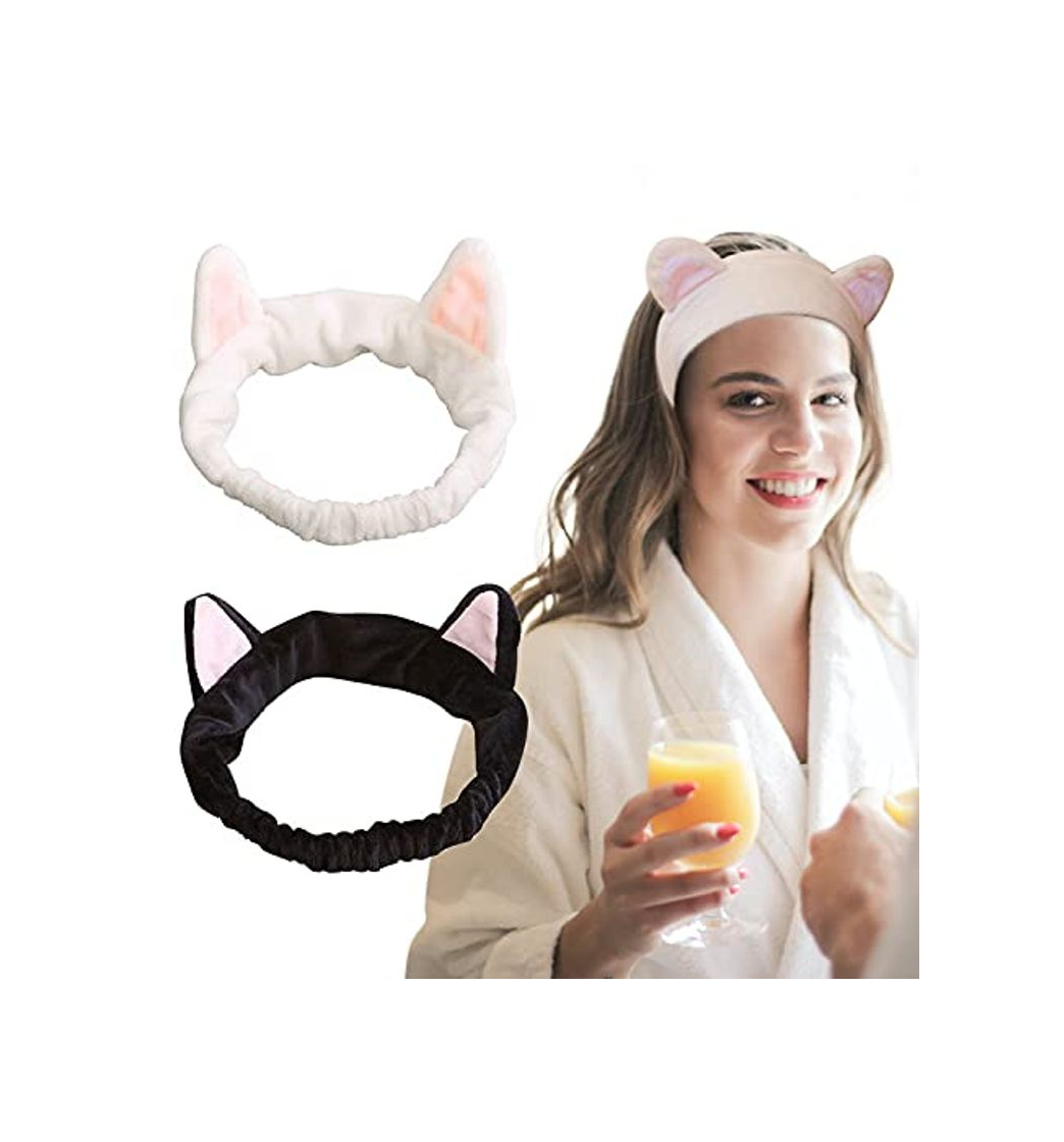 Social Tomedeks 2 diademas de pelo bonitas, orejas de gato, diademas de maquillaje