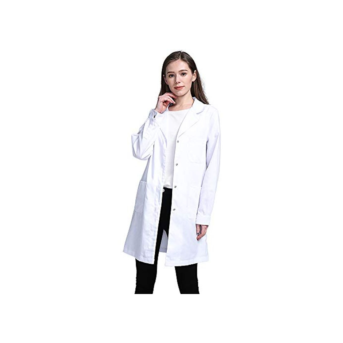 Moda Icertag Bata de Laboratorio, médico Abrigo Abrigo de Mujer, Abrigo Blanco para