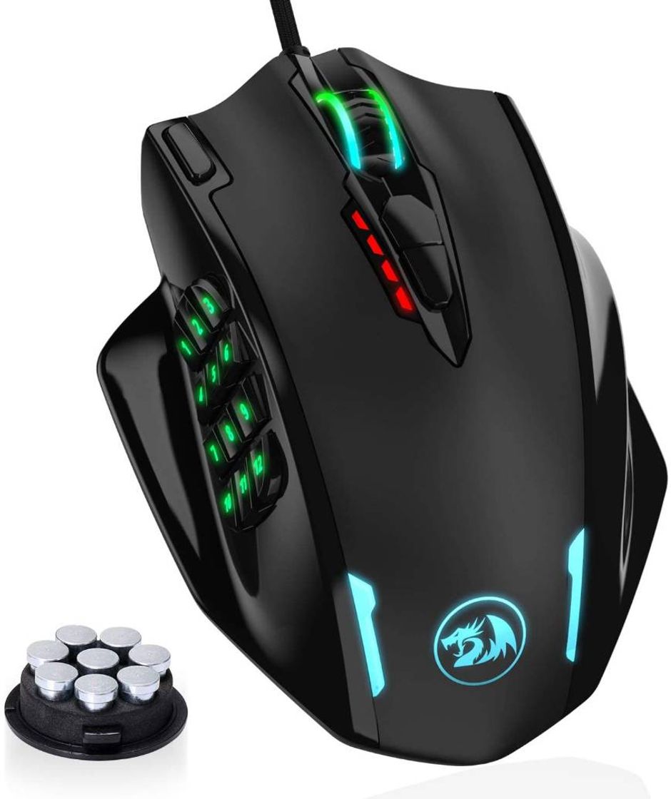 Fashion Redragon M908 Impact RGB LED MMO Mouse con botones laterales