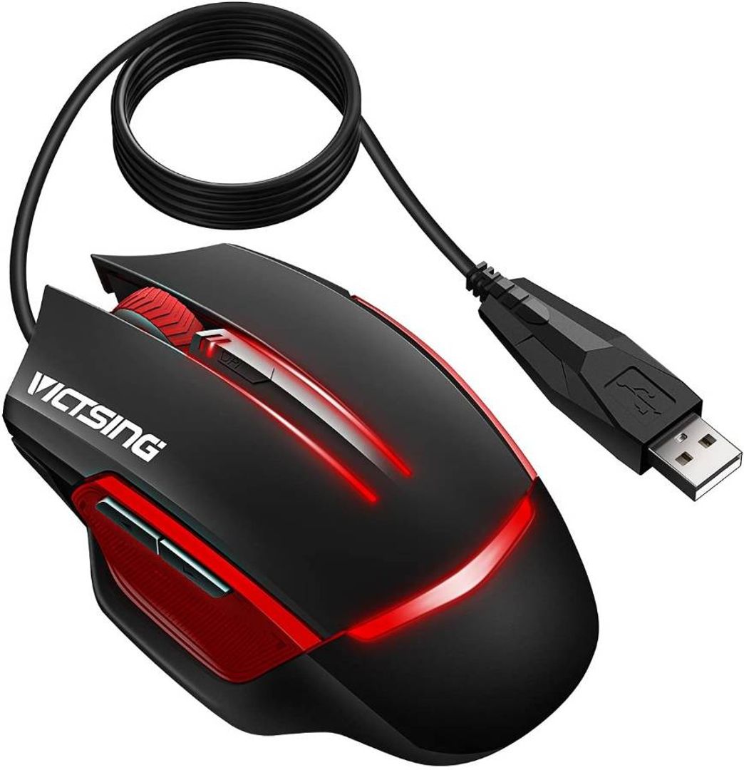 Fashion VicTsing – Ratón para Gaming, 6 botones LED Backlit Wired Mo