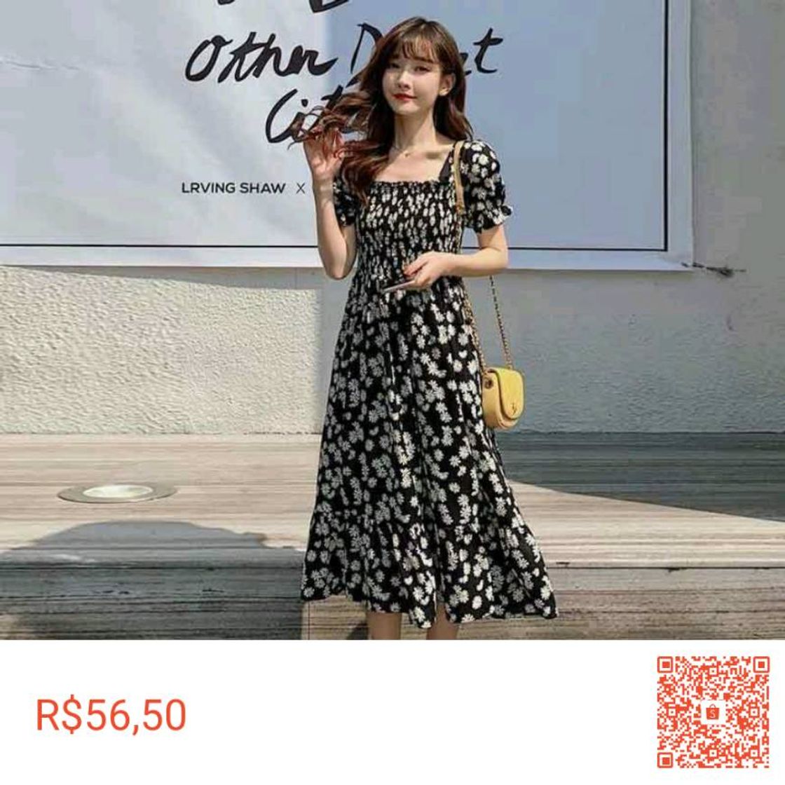 Vestido De Chiffon Florido Preto All-Match Para Mulheres