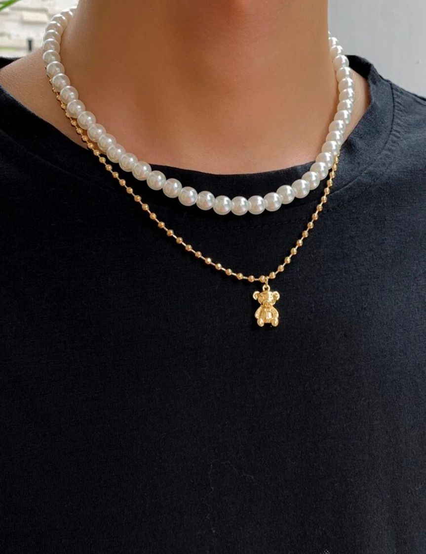 Social Collar perlas con collar dorado
