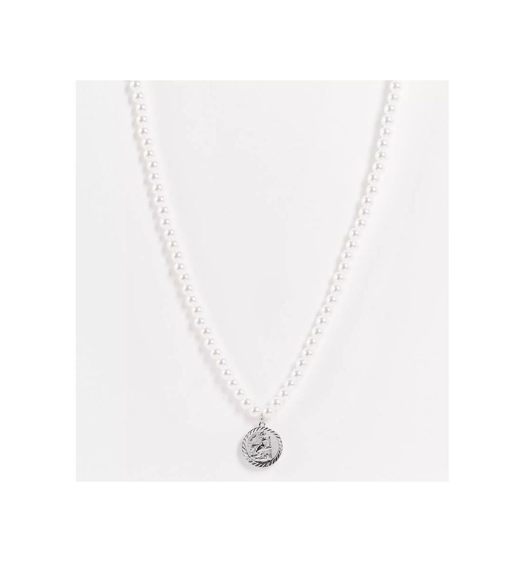 Social Collar perlas con detalle moneda