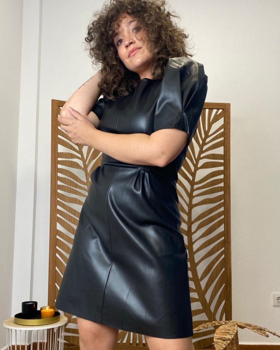Vestido corto efecto piel negro Wild Pony