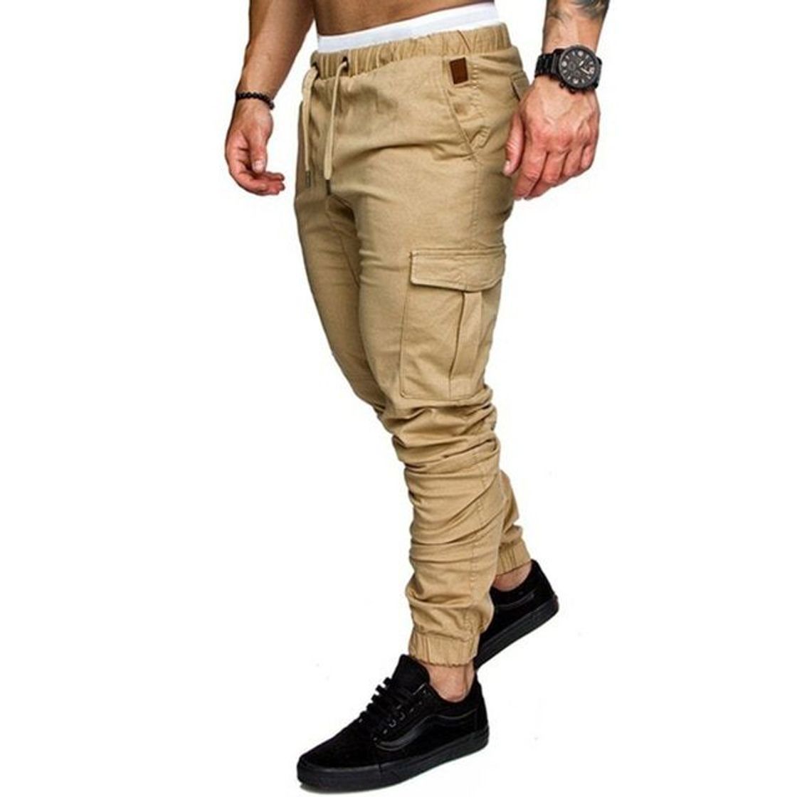 Social FGFD Pantalones de Hombre Jogger Deportivos Pantalón Cargo Casuales Chino de Algodón