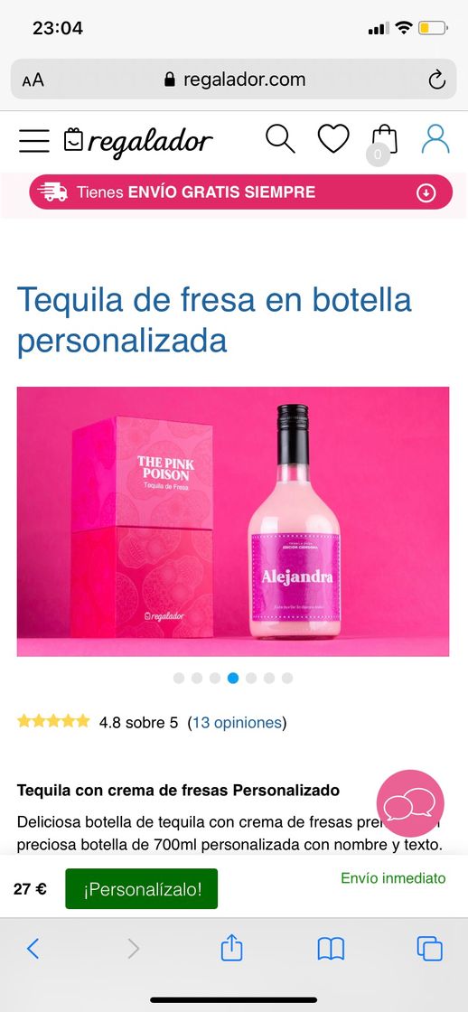 Moda Tequila de fresa en botella personalizada 