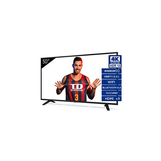 Televisiones Smart TV 50 Pulgadas 4K Android 9.0 y HBBTV, 1500 PCI