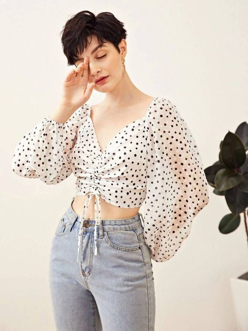 Boho blusa de bolinhas 