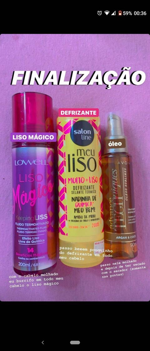 Finalização para cabelo liso