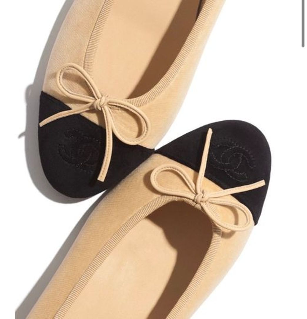 Social Velvet Beige & Black Ballerinas