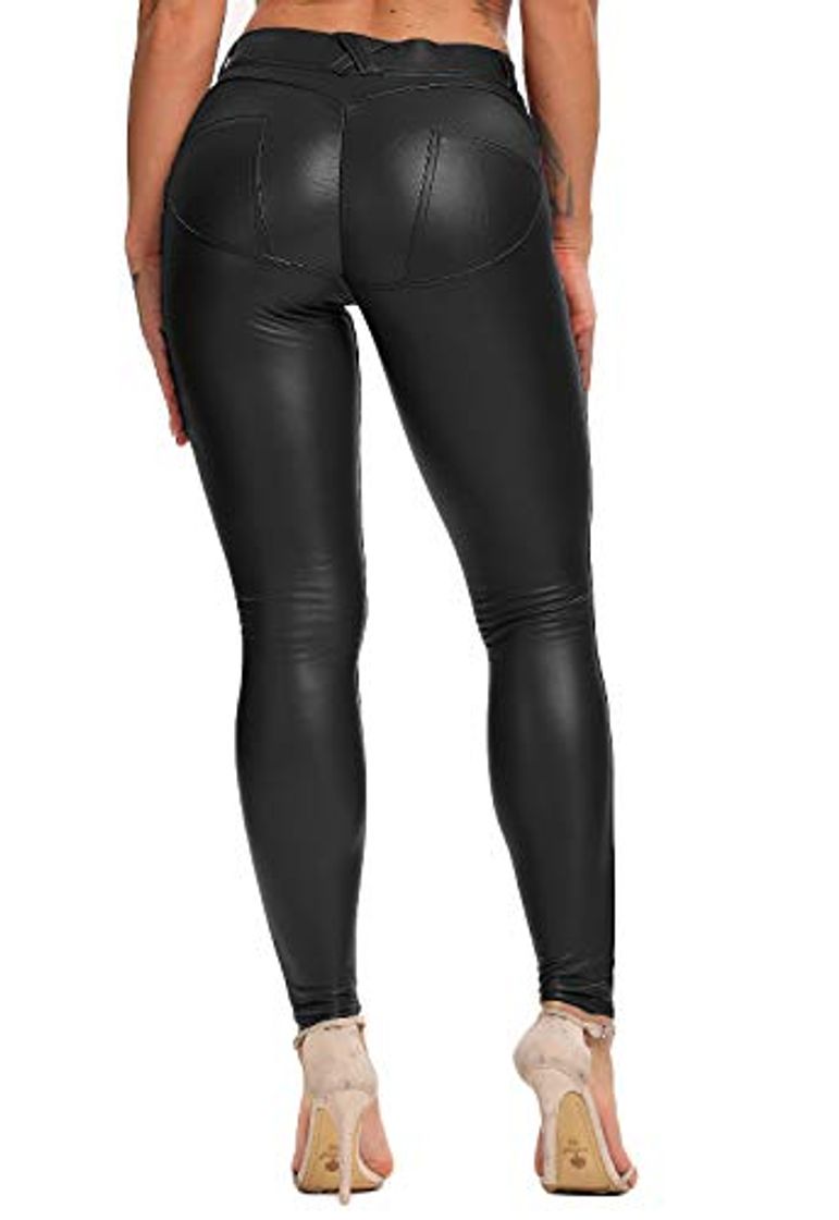 Producto FITTOO Mujeres PU Leggins Cuero Brillante Pantalón Elásticos Pantalones para Mujer Negro M