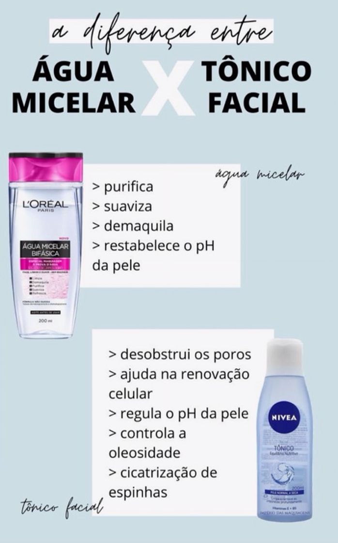 Moda Diferença entre tônico x água micelar 