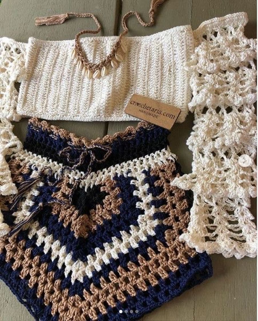 Moda Conjunto de roupa crochê 