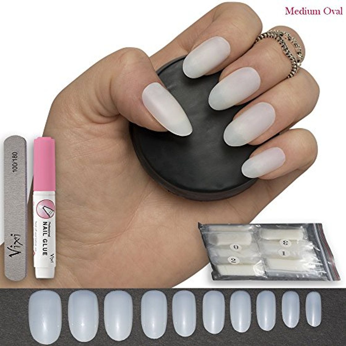 Beauty 600 piezas Oval clavos 10 tamaños - falso uñas Consejos corto Medium completo cover Opaque Natural