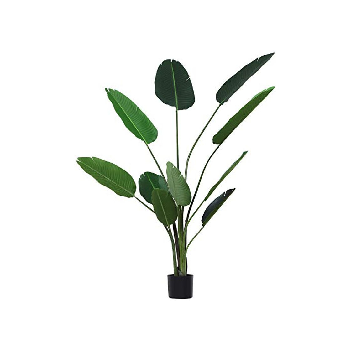 Product Outsunny Planta de Decoración Artificial de Palma Árbol Realista con Maceta 10 Hojas Ф18x180cm para Exterior e Interior No Requiere Instalación