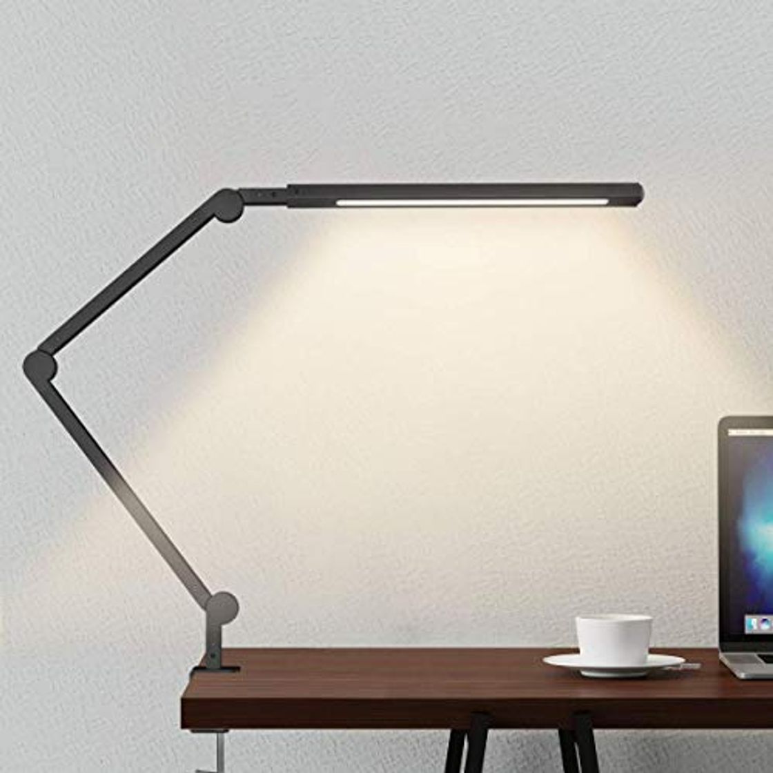 Home Lámpara Escritorio LED, Wellwerks 9W Lámpara de Mesa Abrazadera Brazo Oscilante Luz