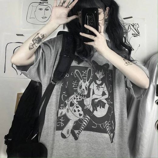 Harajuku camiseta estética gótica Punk 