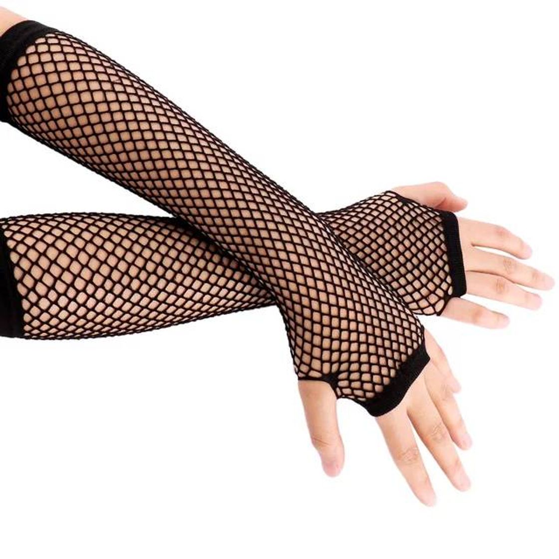 Fashion Nueva moda Neon Fishnet Guantes largos sin dedos 