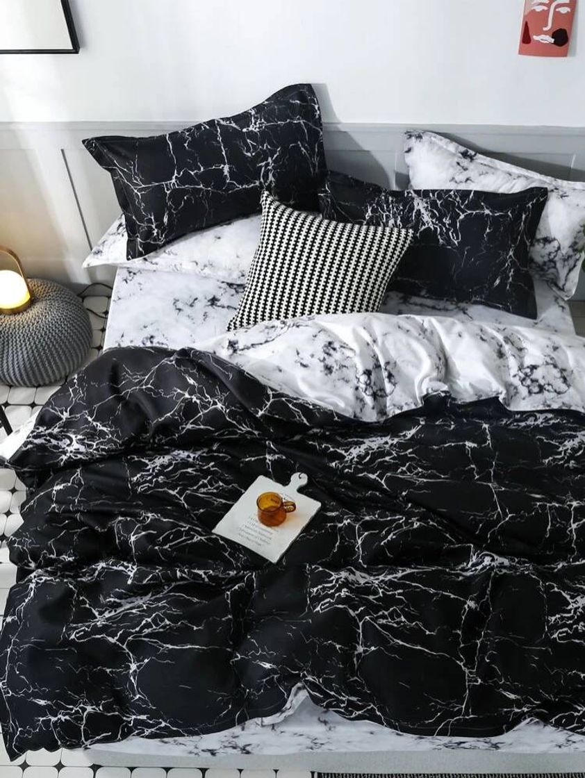 Fashion Set De Cama Con Patrón De Mármol Sin Relleno