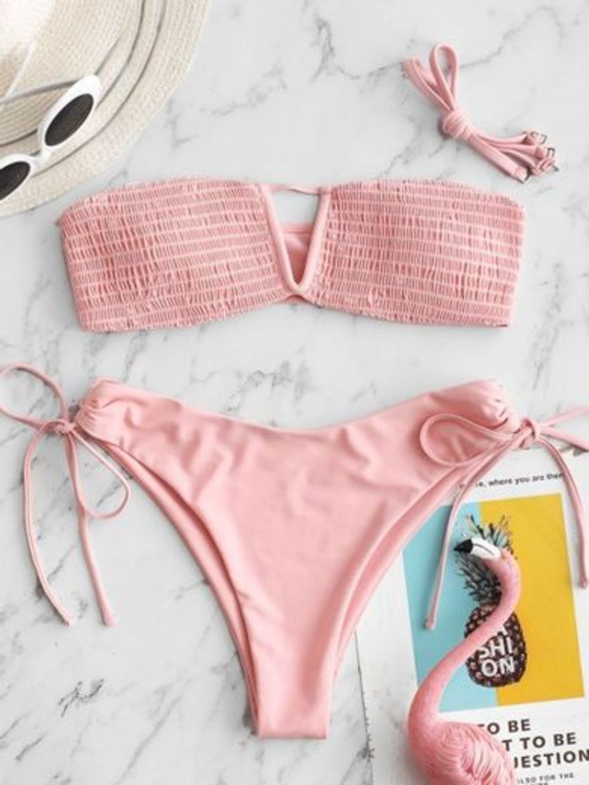 Social ZAFUL Bikini de corte alto para mujer con lazo