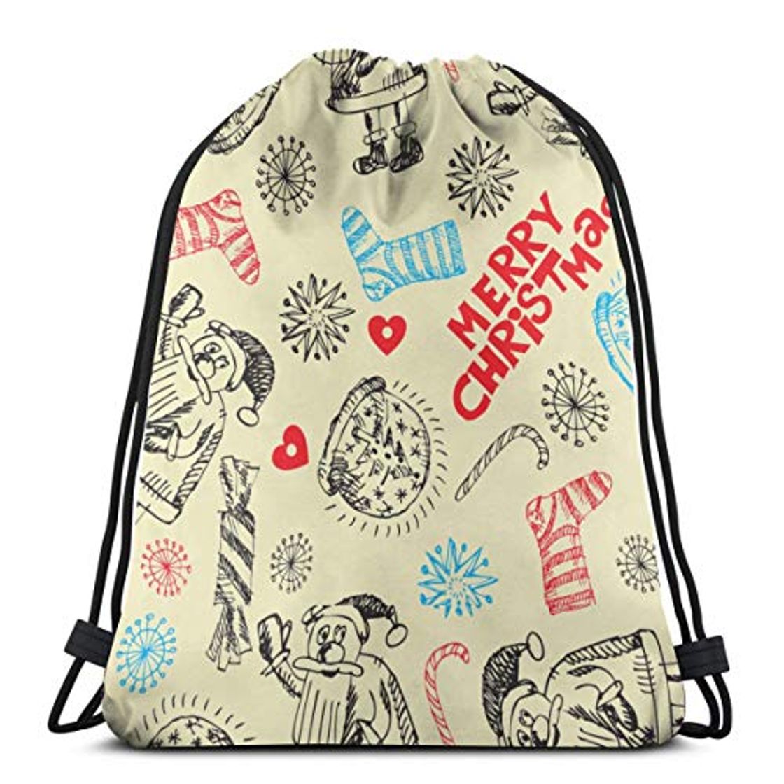 Social Sunny R Merry Christmas Logo Mochila con cordón Mochila Gimnasio Bolsas de Baile Regalo de cumpleaños para niños Adolescentes 17×14 Pulgada