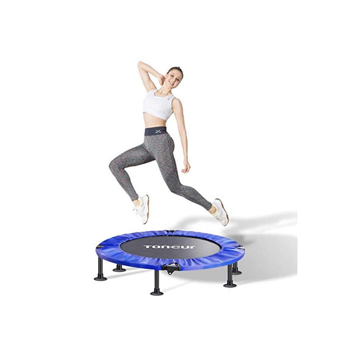 Product Toncur Mini Trampolín Fitness Plegable 91cm Cama Elástica Estable y Silencioso con Almohadilla de Seguridad y Ventosas Antideslizantes para Entrenamiento de Interior y Jardín Peso Máximo 150 kg