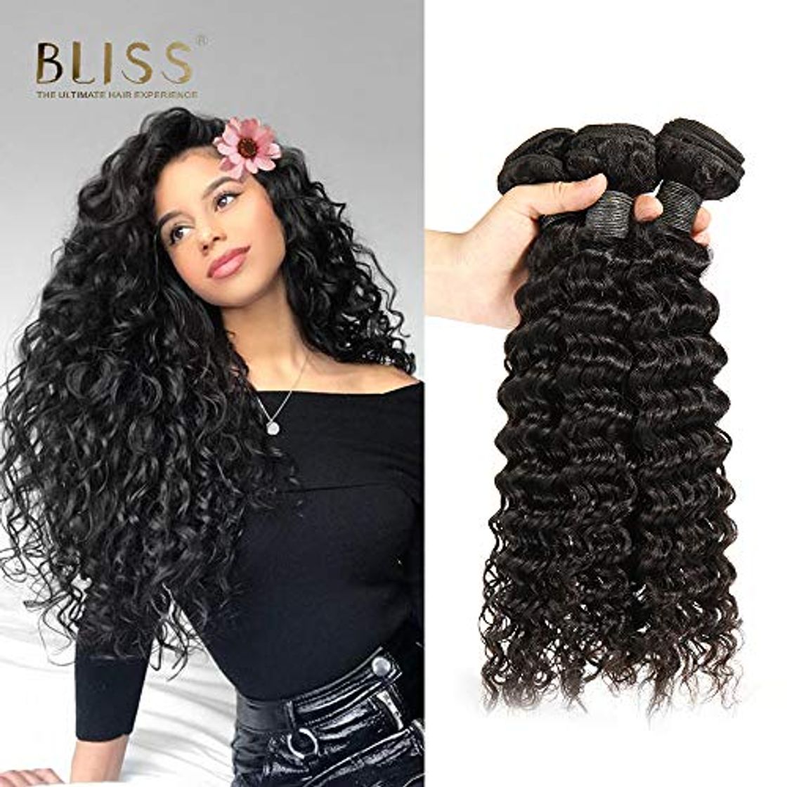 Productos BLISSHair 3 paquetes Extensiones de Pelo Natural Humano de Cortina rizado Cabello