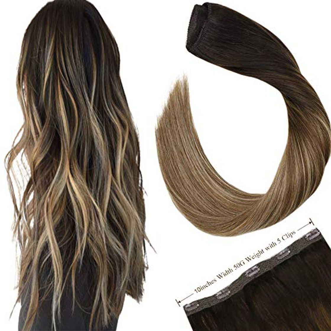 Productos Ugeat 50GR Extensiones De Cabello Natural Clip Balayage 18" 1 Piezas Extensiones