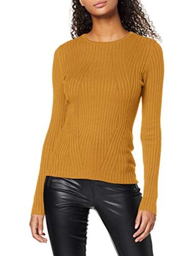 Only Onlnatalia L/s Rib Pullover Knt Noos suéter, Amarillo