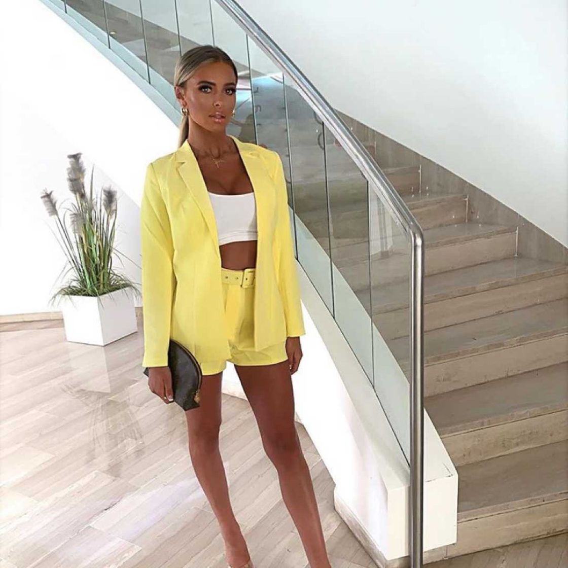 Fashion Down To Business Tailored Blazer Jacket in Pastel Yellow