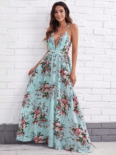 vestido longo floral
