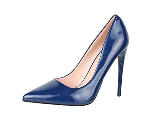 Elara Zapatos de Tacón Alto Mujer Puntiagudo Stiletto Chunkyrayan Azul Marino C