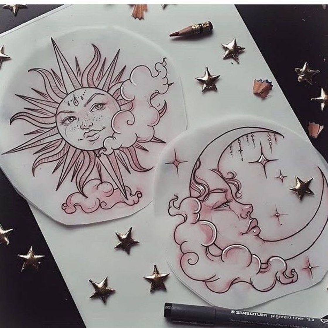 Moda Flash tattoo sol e lua