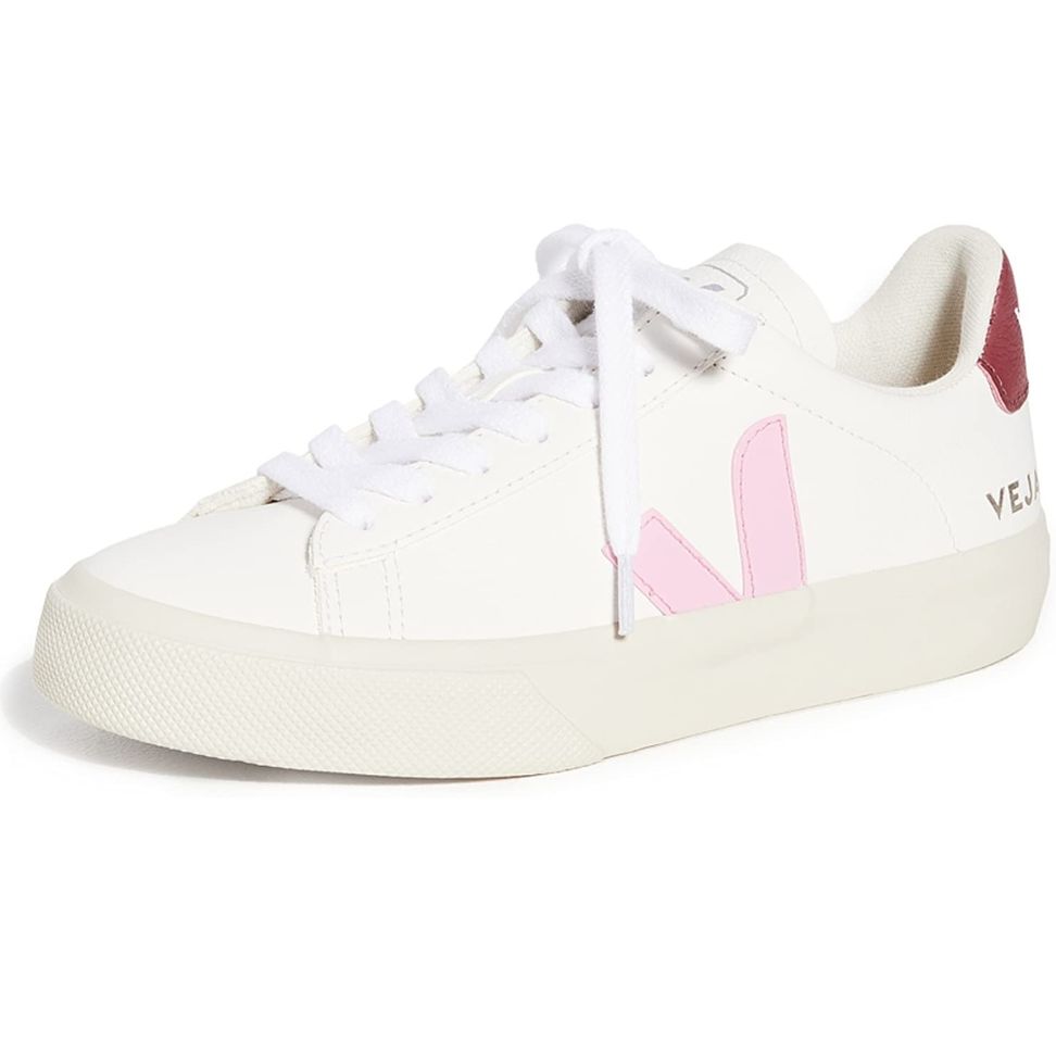 Fashion Sneaker Veja Campo Easy in Pelle Bianca con Logo Rosa