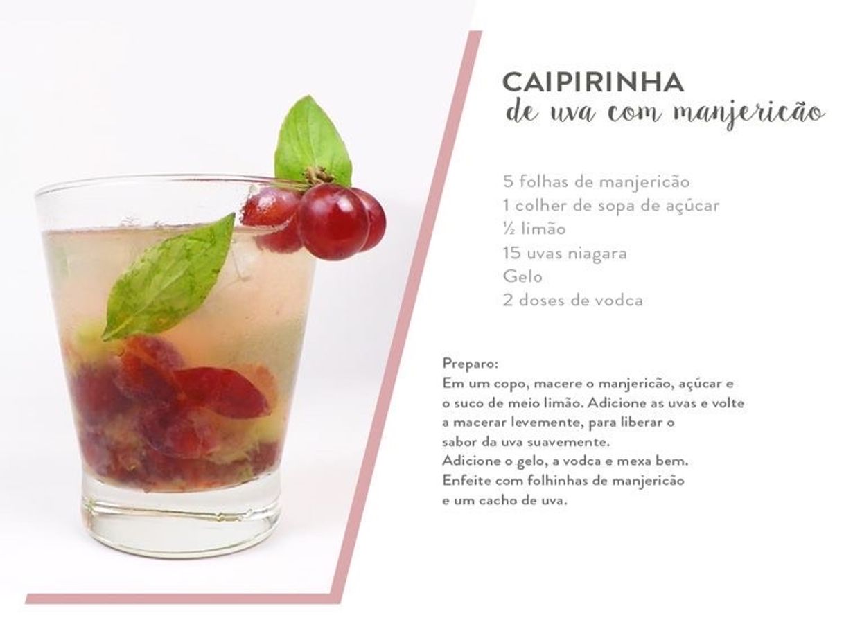 Fashion Caipirinha de uva com manjericão 