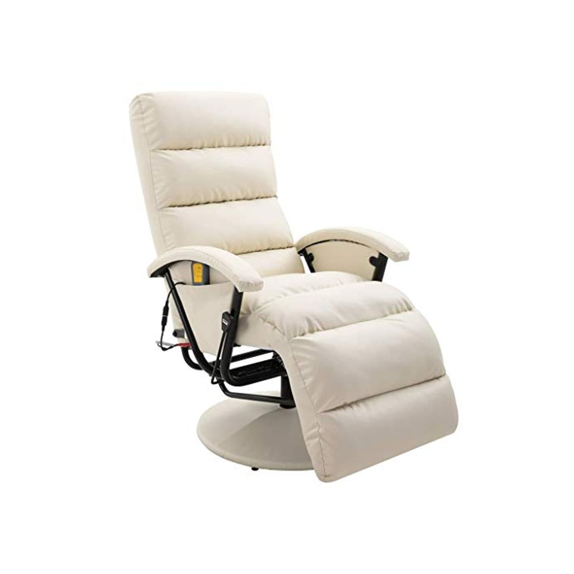 Home Festnight Sillón de Masaje Reclinable TV Sillón de Relax Sillón Relax Electrico Cuero Sintético Blanco Crema 65 x 101 x 100 cm