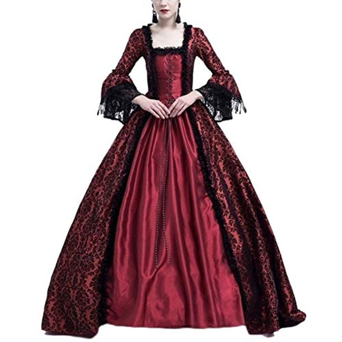 Social LaoZanA Disfraz De Medieval para Mujer Vestido Renacentista Traje De Princesa Vino Rojo S