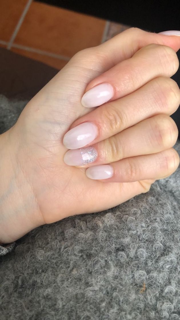 Fashion Nude and glitter nails