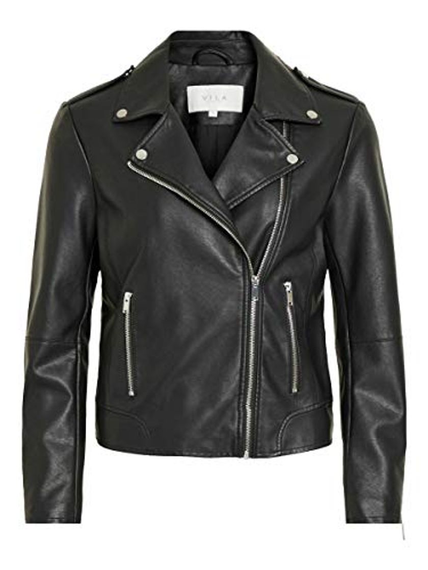 Moda Vila Clothes Vicara Faux Leather Jacket-Noos Chaqueta, Negro