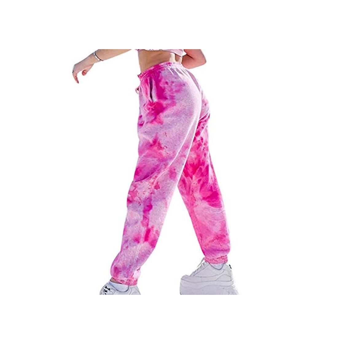 Moda Mujer Pantalones de Chándal con Efecto Tie Dye, Comodo Pantalones Largos Sueltos