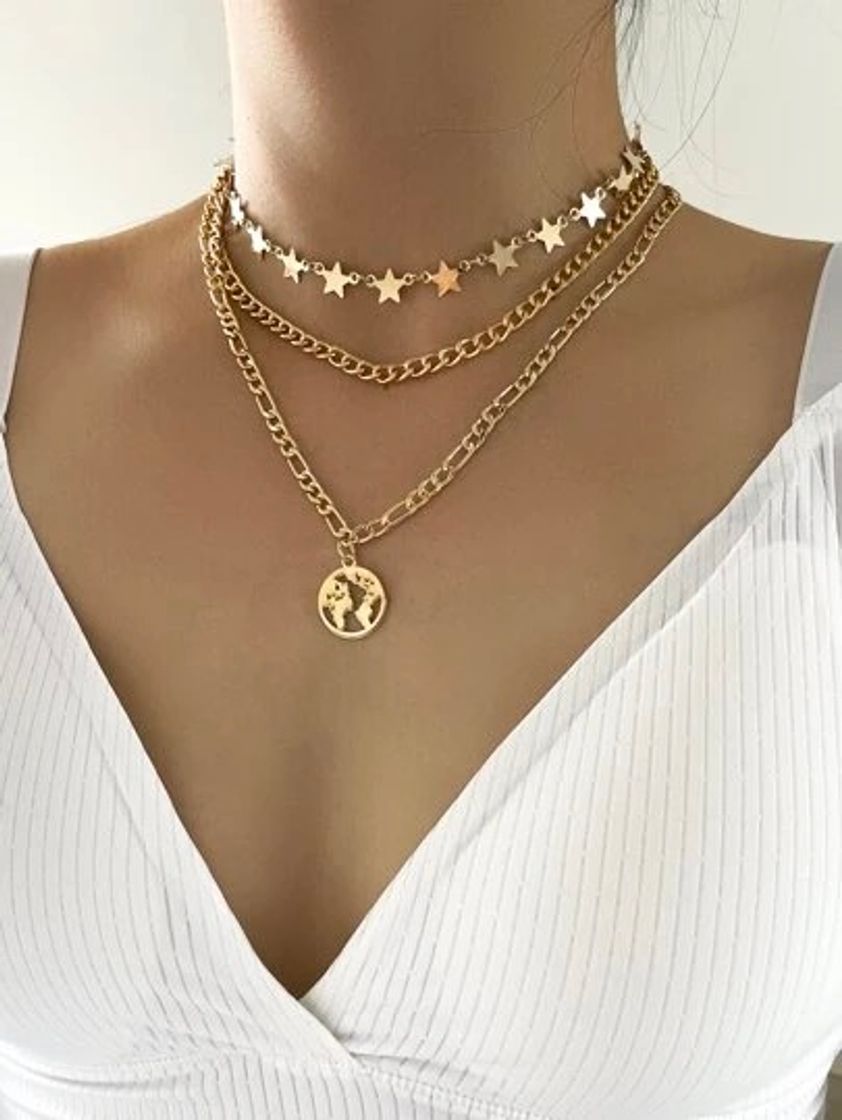 Moda Coin Detail Double Layered Chain Pendant Necklace 1pc | SHEIN ...