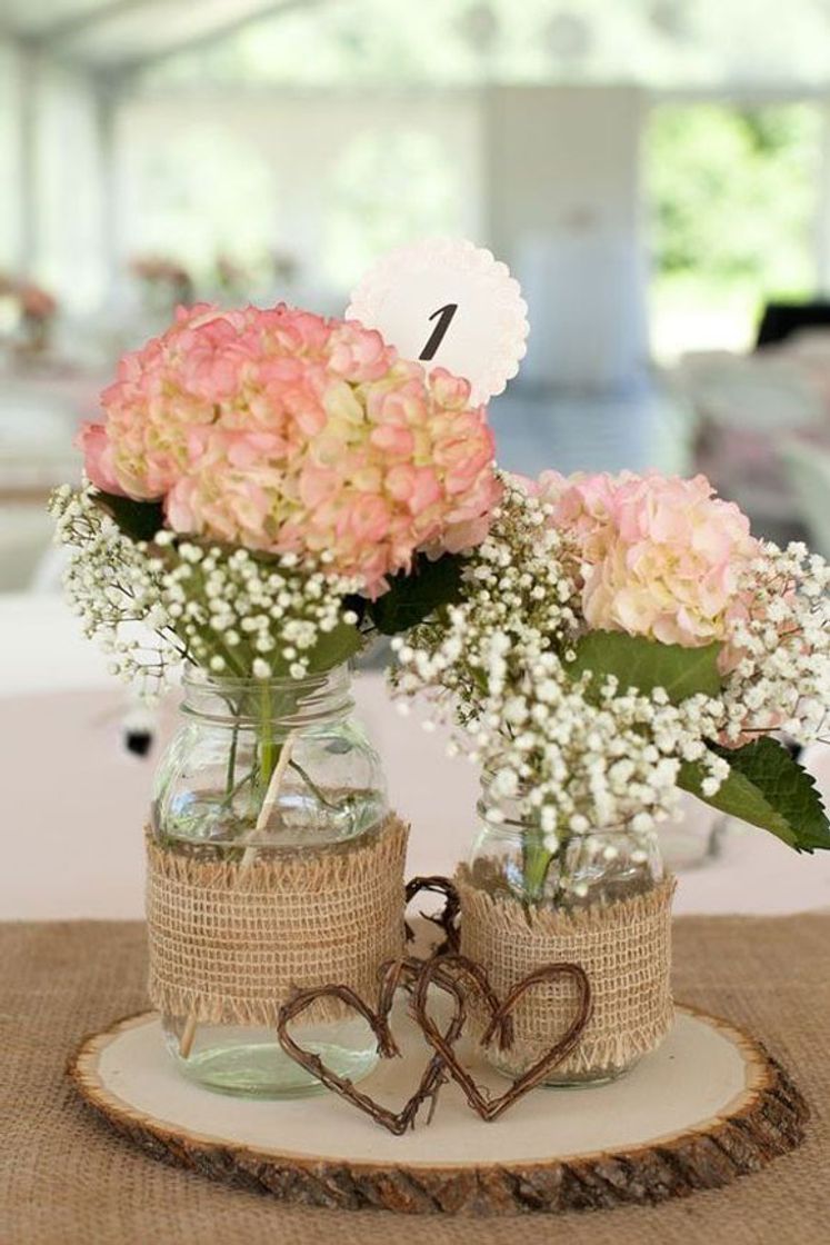 Fashion Centros de mesa con tarros de cristal para bodas